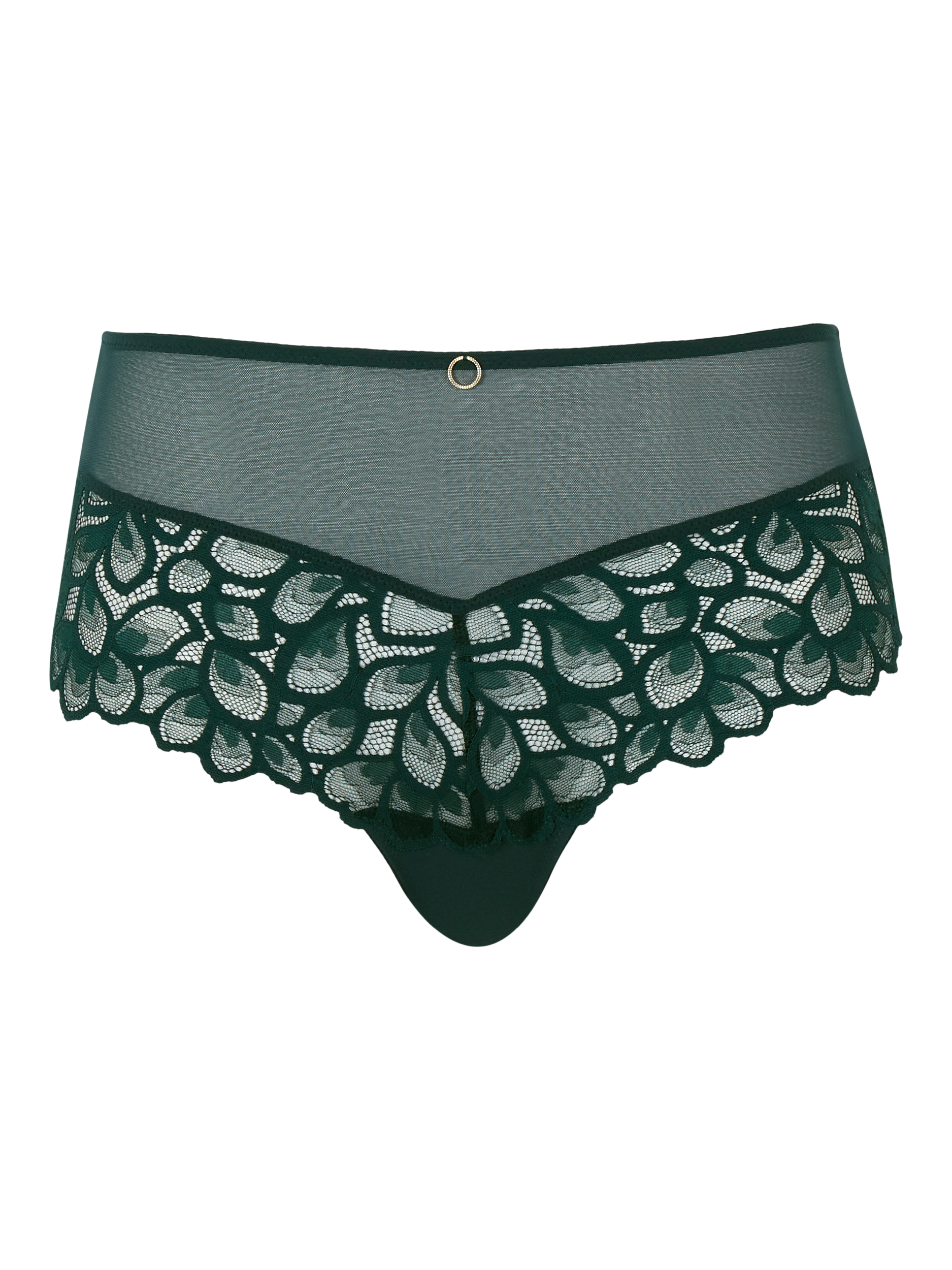 Product image 4 of 4, which shows Panache Allure High Waist Knickers, Raspberry, Forest Green, 8