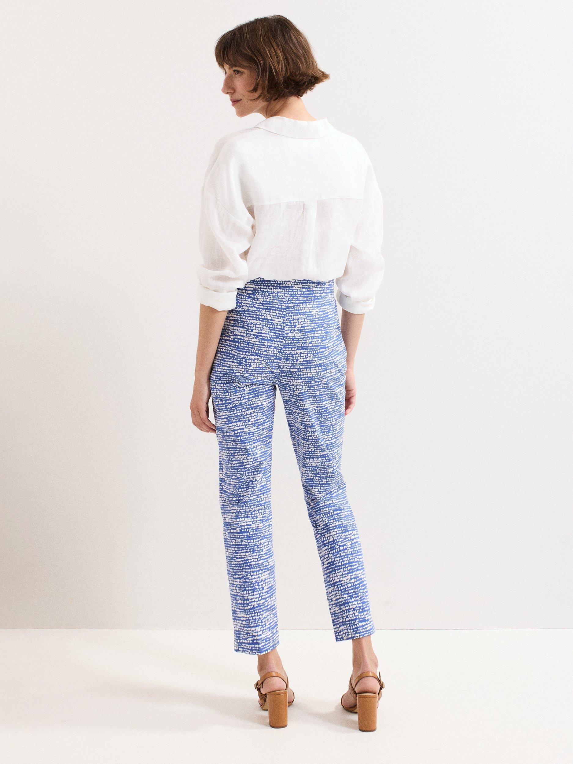 Product image 2 of 6, which shows Phase Eight Carmella Spot Stripe Trousers, Blue, 8