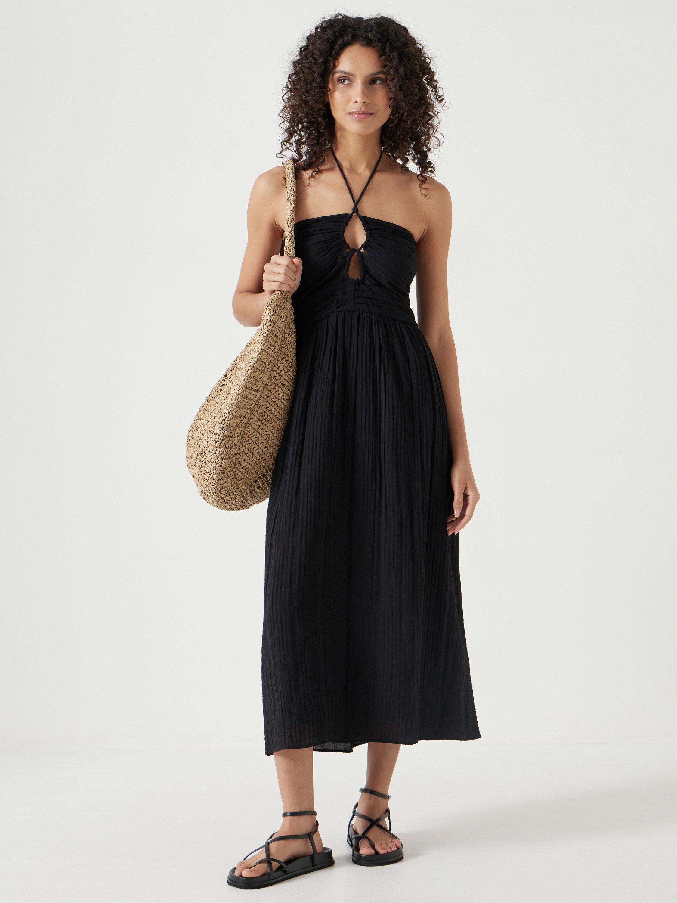 Product image 1 of 4, which shows HUSH Bella Midi Dress, Black, L
