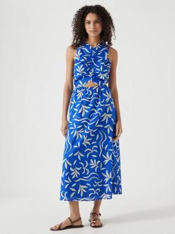 HUSH Gathered Front Dress, Cobalt/White