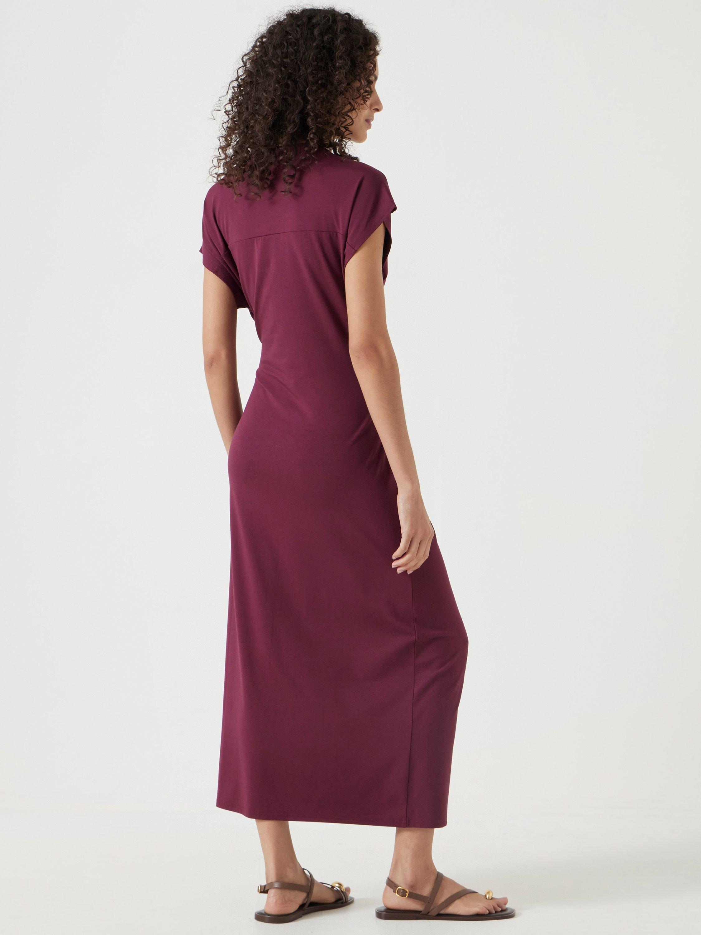 Product image 3 of 5, which shows HUSH Trinny Draped Waist Jersey Dress, Maroon Red, 4