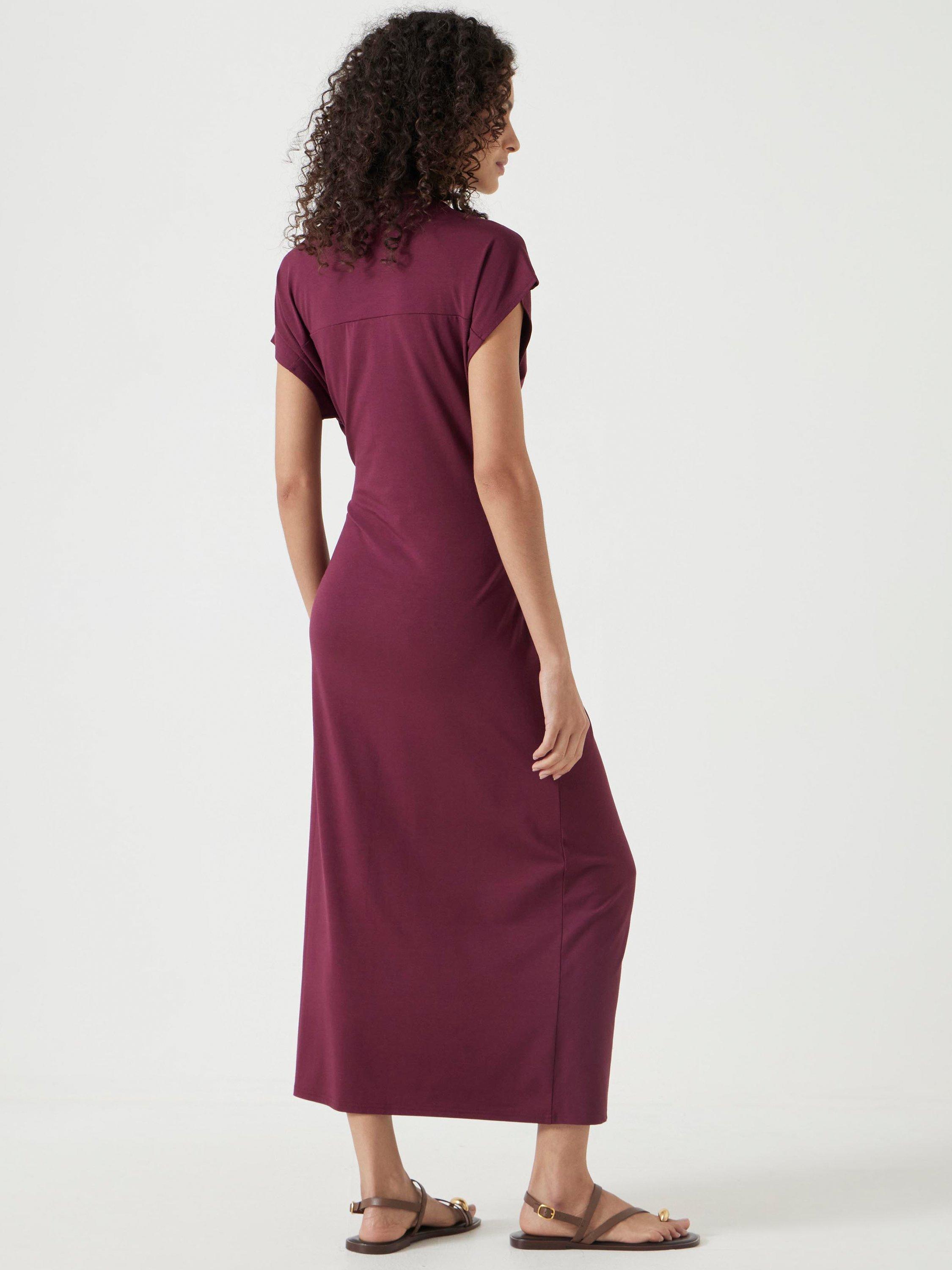 Product image 4 of 5, which shows HUSH Trinny Draped Waist Jersey Dress, Maroon Red, 4