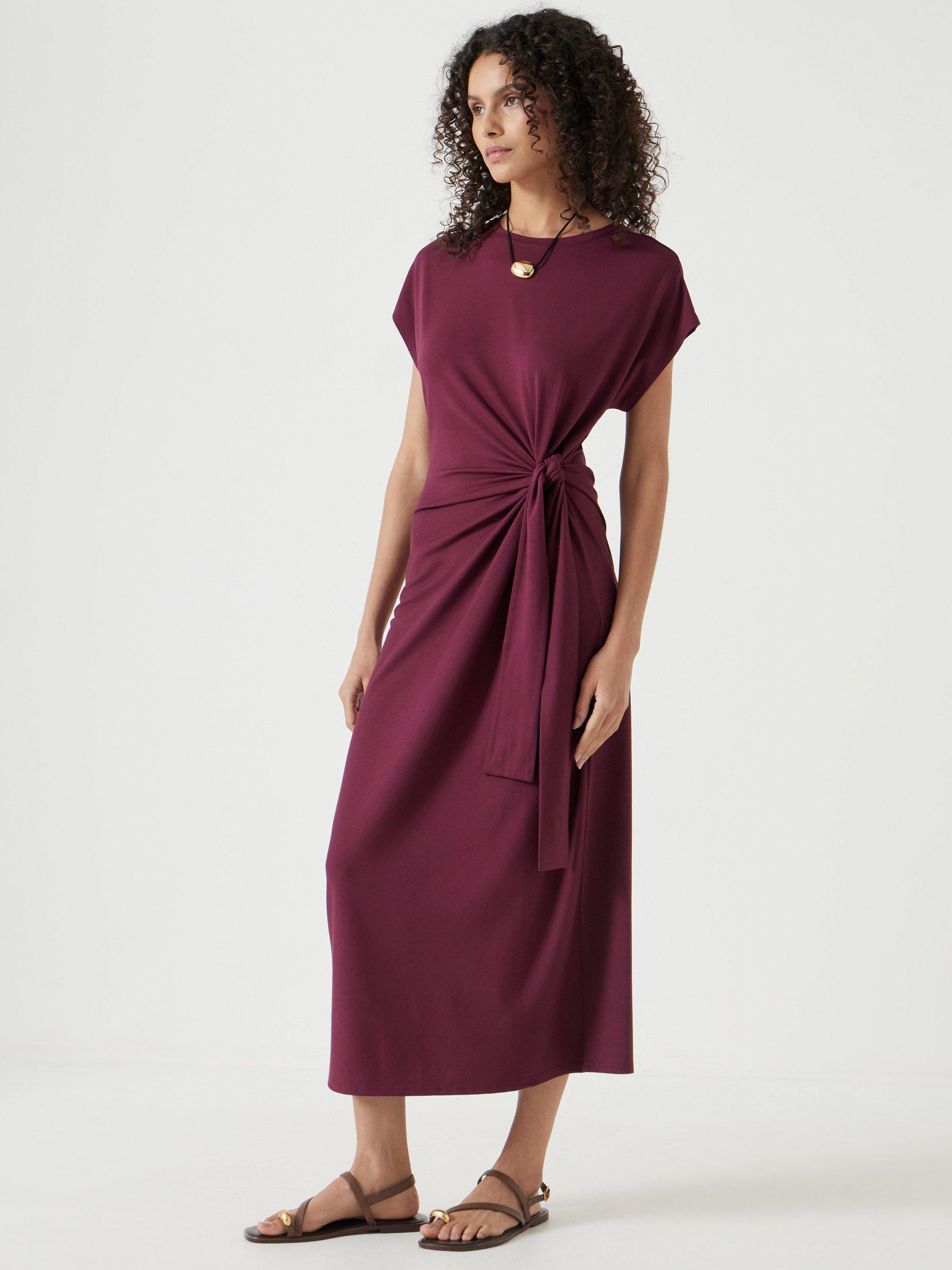 Product image 5 of 5, which shows HUSH Trinny Draped Waist Jersey Dress, Maroon Red, 4