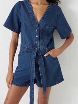 HUSH Eileen Denim Playsuit, Mid Blue Authentic - view 2, Mid Blue Authentic