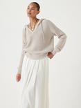 HUSH Waffle Open Stitch Hoodie, Stone White