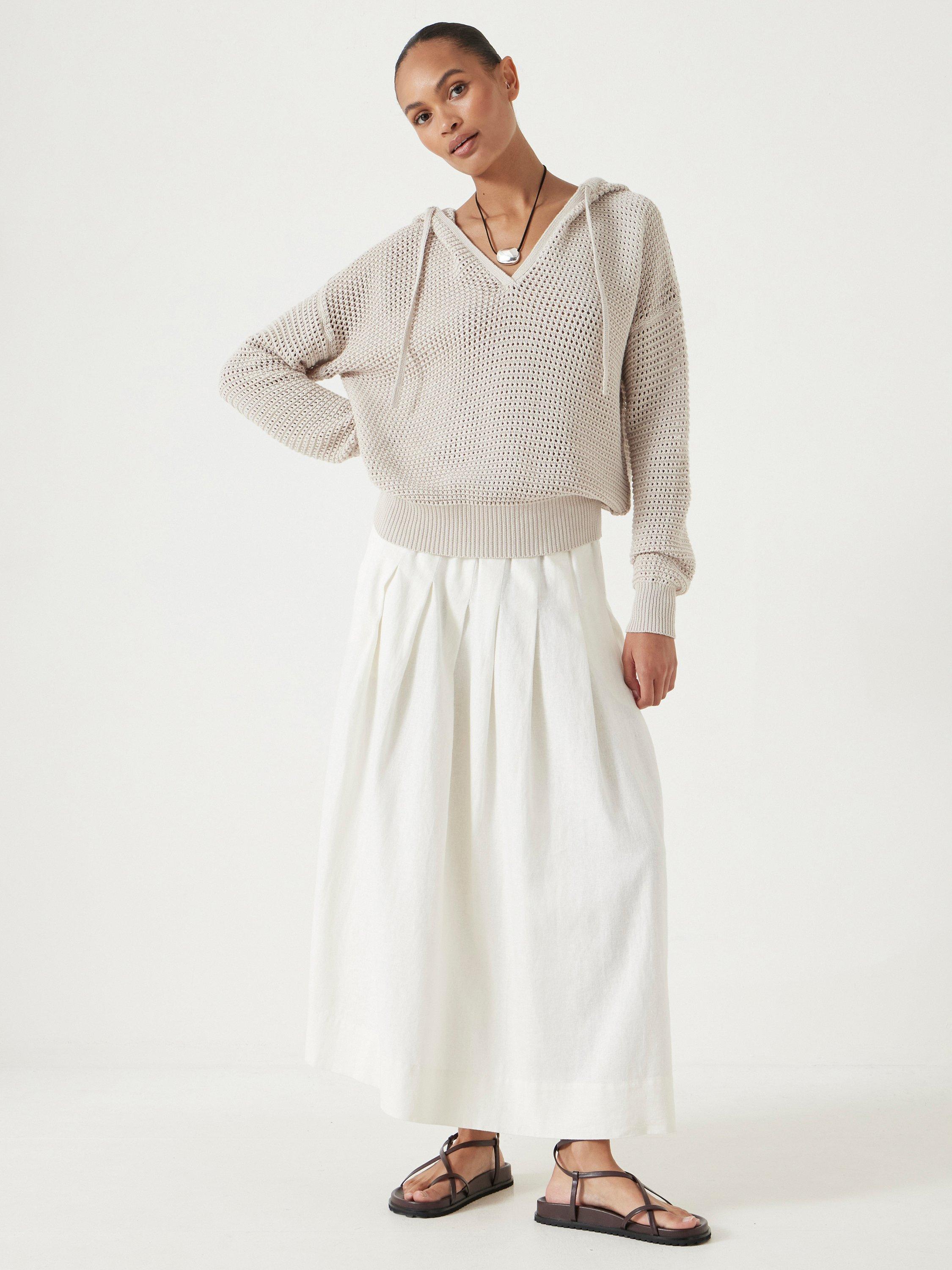 Product image 2 of 5, which shows HUSH Waffle Open Stitch Hoodie, Stone White, XS-S