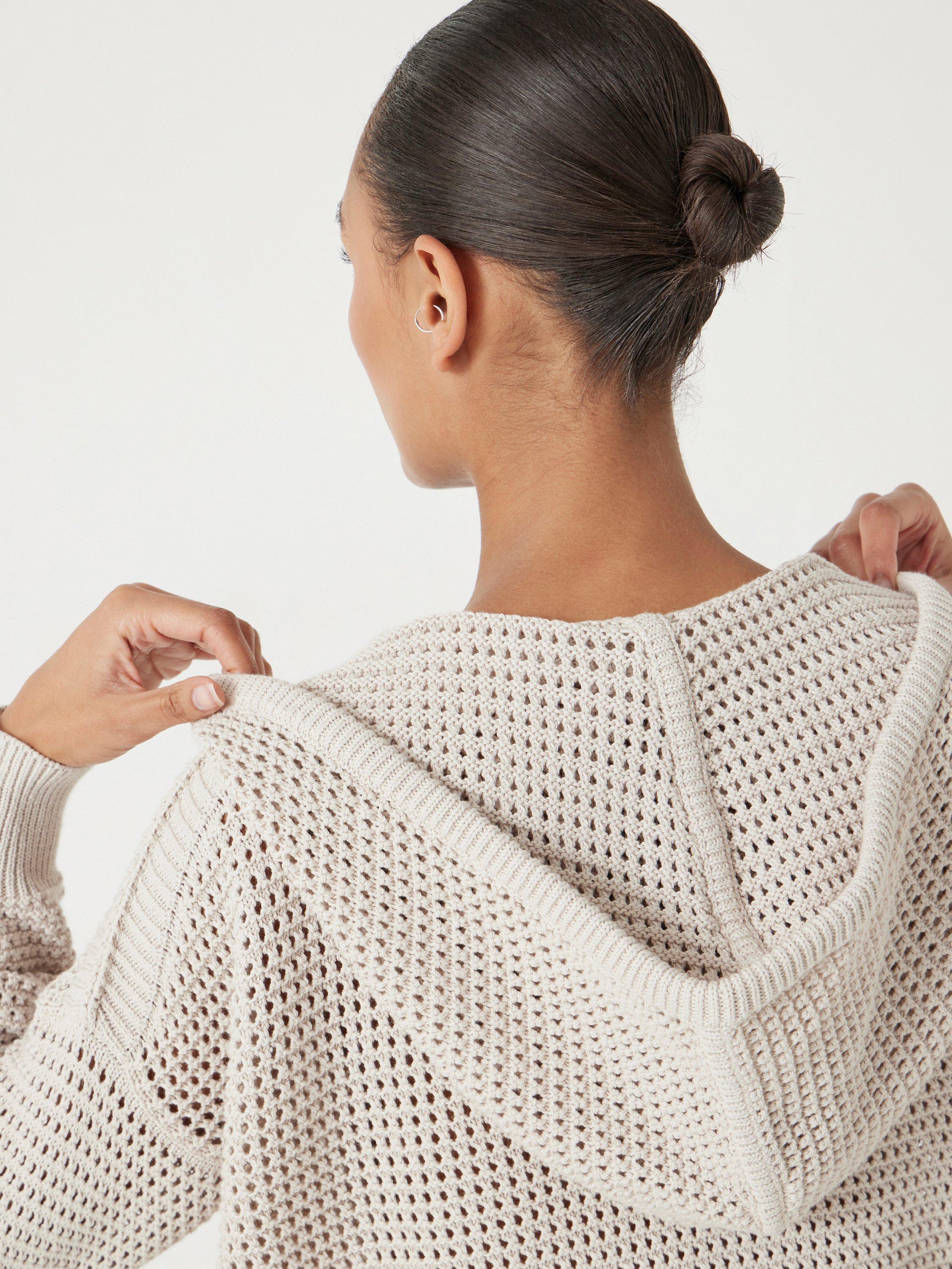 Product image 5 of 5, which shows HUSH Waffle Open Stitch Hoodie, Stone White, XS-S