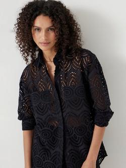 HUSH Broderie Cotton Shirt, Black