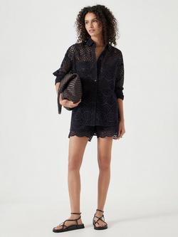 HUSH Broderie Cotton Shirt - view 2, Black