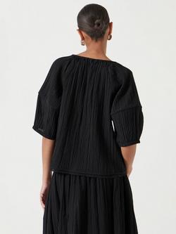 HUSH Mae Crinkle Balloon Sleeve Blouse - view 2, Black