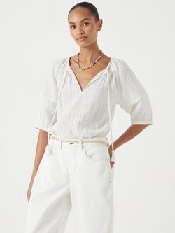 HUSH Mae Crinkle Balloon Sleeve Blouse, Ecru White