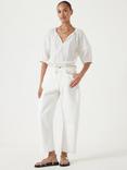 HUSH Mae Crinkle Balloon Sleeve Blouse, Ecru White