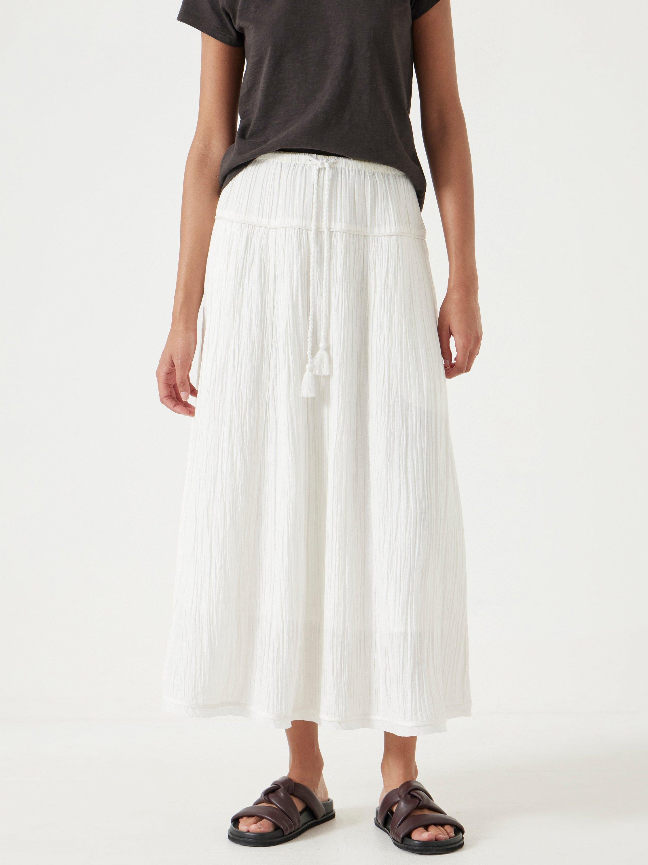 Product image 1 of 5, which shows HUSH Gathered Maxi Skirt, Ecru White, XXS