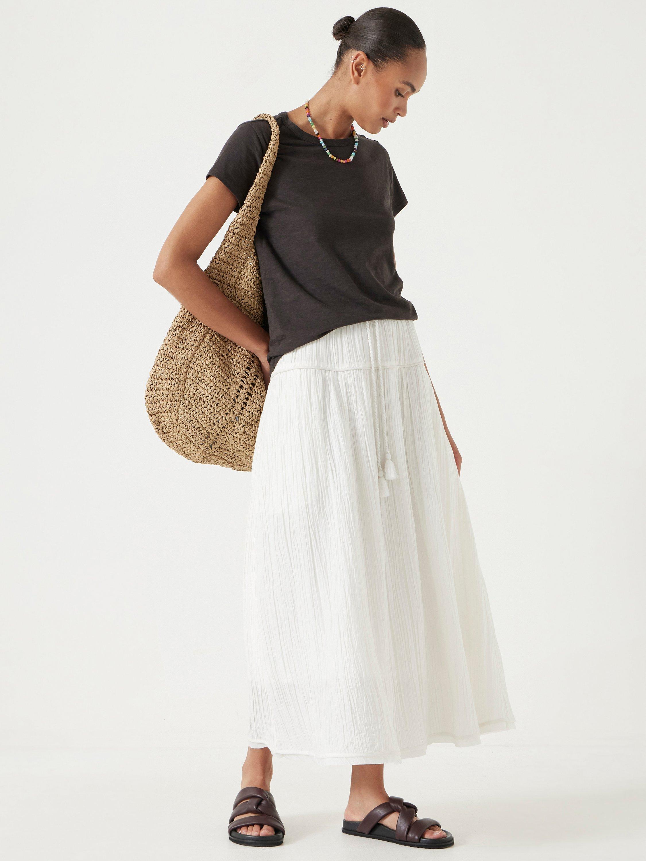 Product image 2 of 5, which shows HUSH Gathered Maxi Skirt, Ecru White, XXS