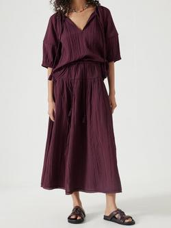 HUSH Gathered Maxi Skirt, Wine Red