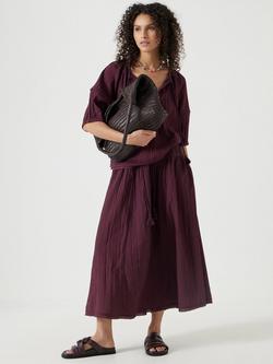 HUSH Gathered Maxi Skirt - view 2, Wine Red