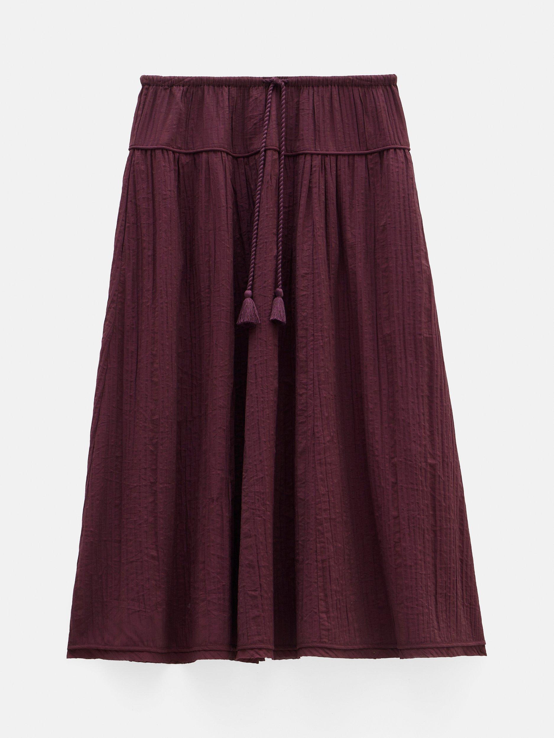 Product image 4 of 5, which shows HUSH Gathered Maxi Skirt, Wine Red, XXS