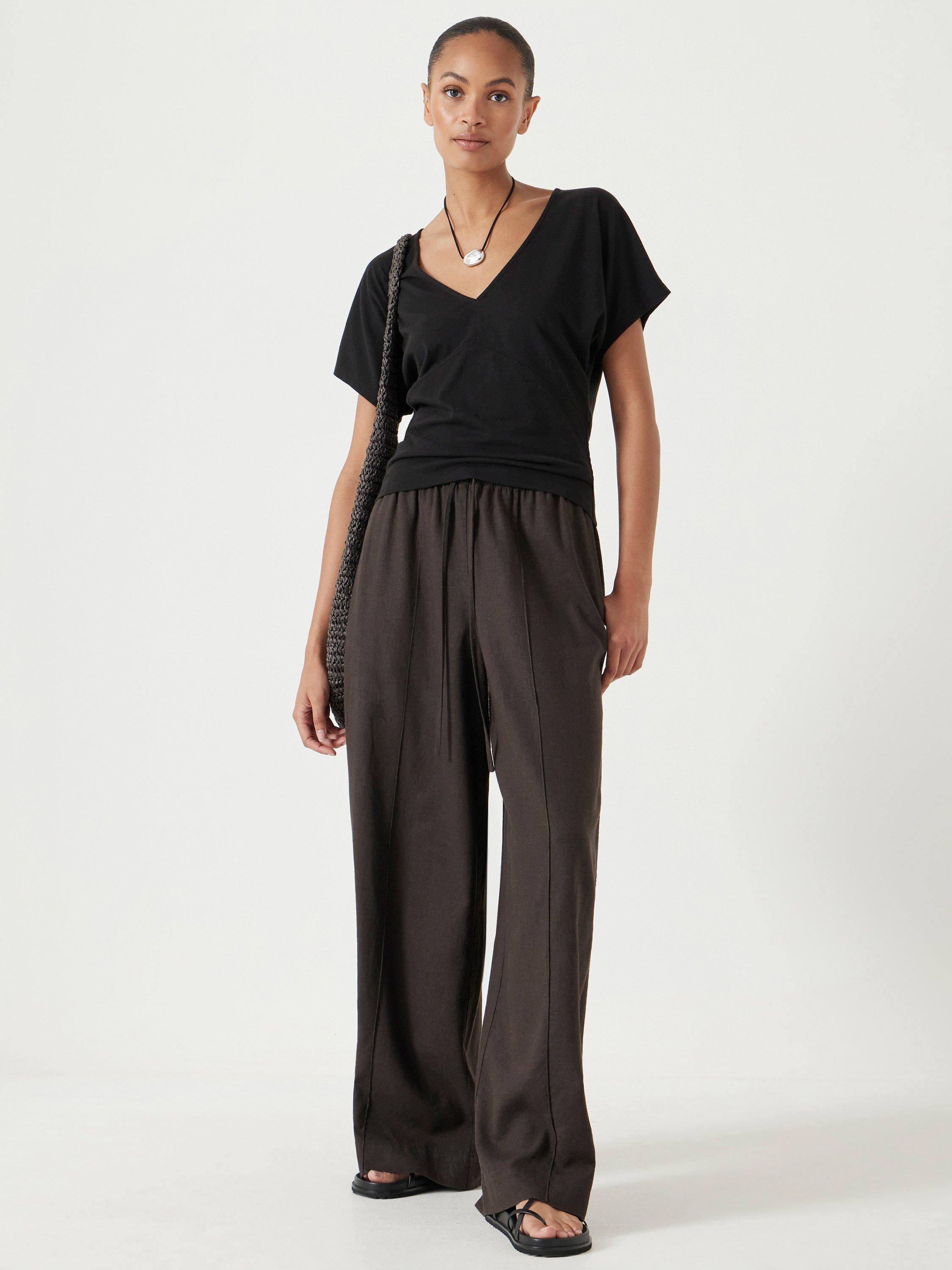 Product image 2 of 5, which shows HUSH Relaxed Fit V-Neck T-Shirt, Black, XXS