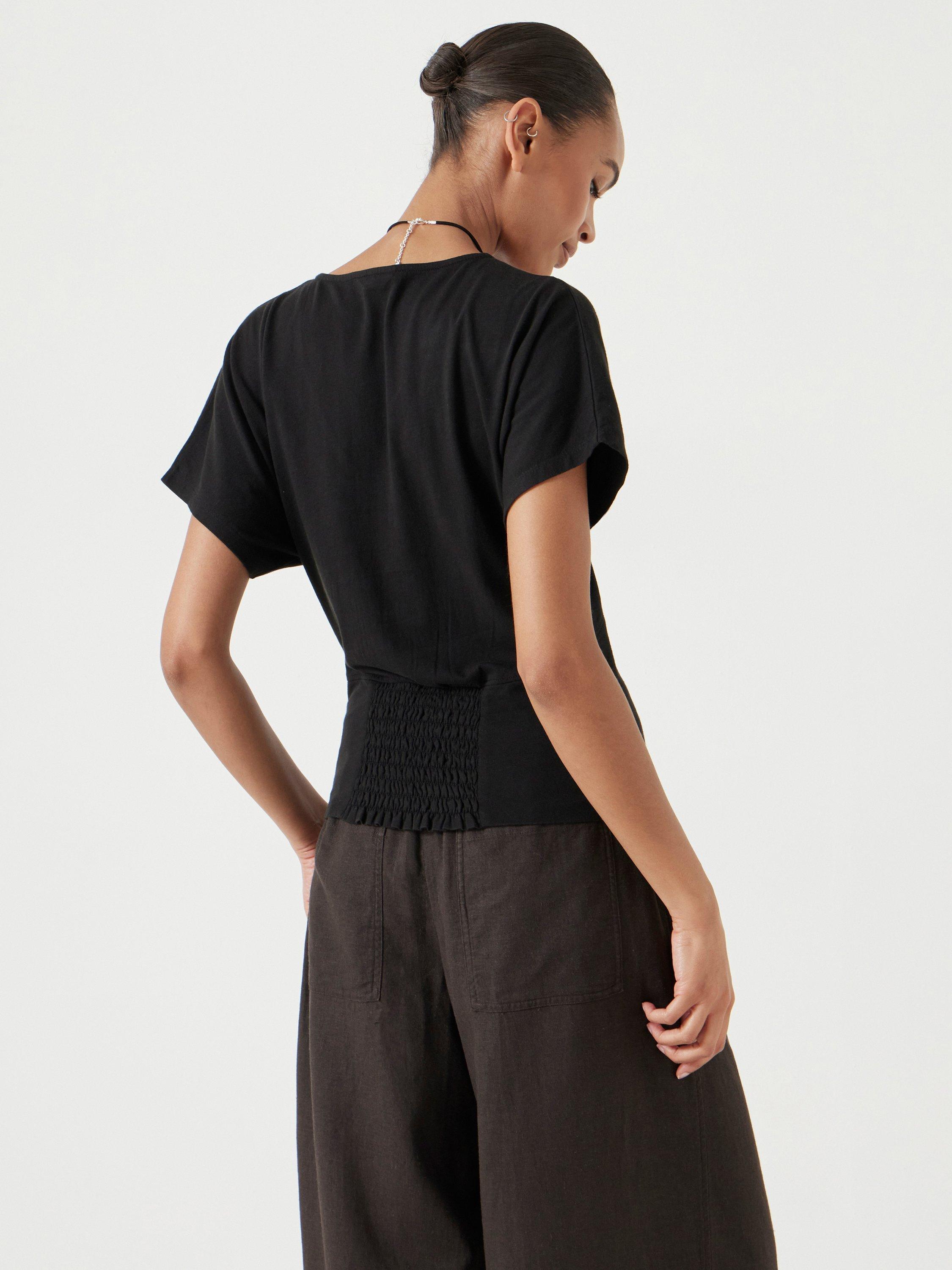 Product image 3 of 5, which shows HUSH Relaxed Fit V-Neck T-Shirt, Black, XXS