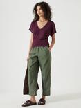 HUSH Relaxed Fit V-Neck T-Shirt, Maroon Red