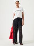 HUSH Broderie Cotton Trousers, Black