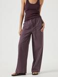 HUSH Stripe Pull On Trousers, Shaved Chocolate