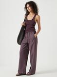 HUSH Stripe Pull On Trousers, Shaved Chocolate