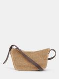 HUSH Leather Strap Raffia Crossbody Bag