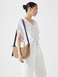 HUSH Leather Strap Raffia Crossbody Bag