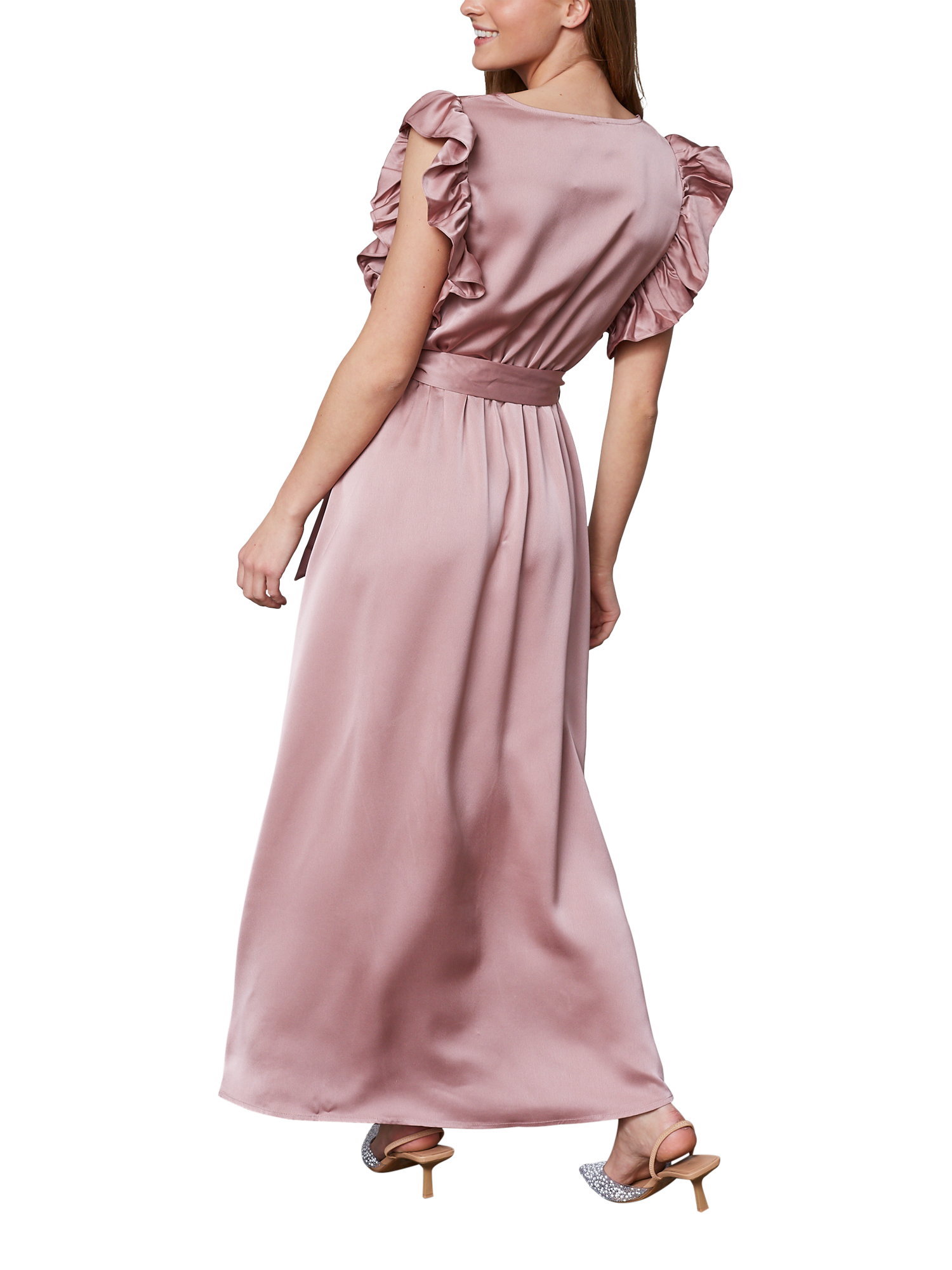 Product image 2 of 4, which shows Sisters Point Gilea Satin V-Neck Maxi Dress, Dusty Rose, XS