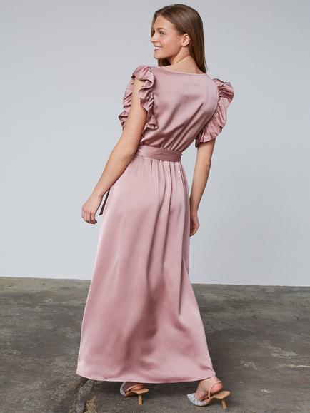 Sisters Point Gilea Satin V-Neck Maxi Dress, Dusty Rose - view 2, Dusty Rose