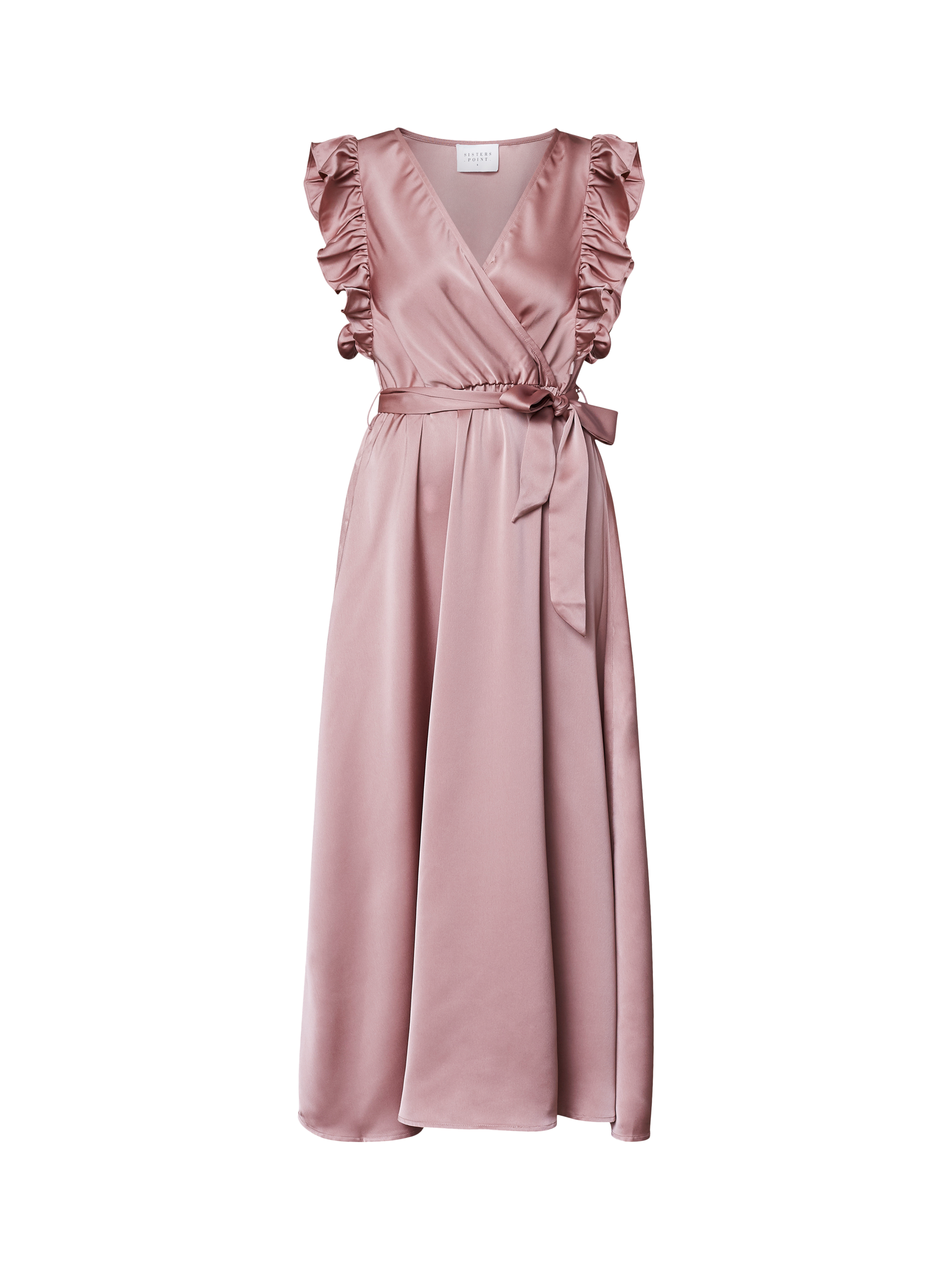 Product image 3 of 4, which shows Sisters Point Gilea Satin V-Neck Maxi Dress, Dusty Rose, XS