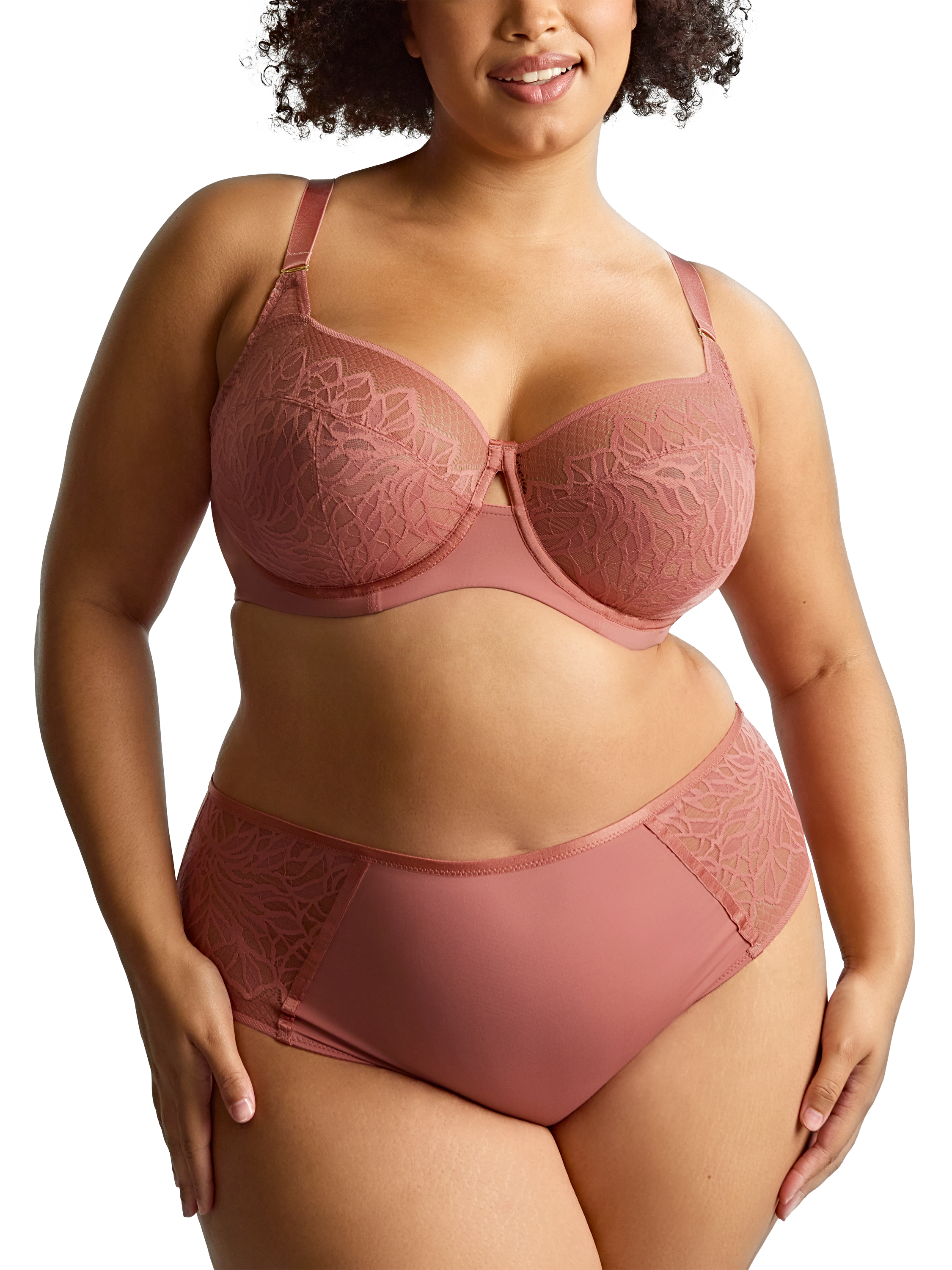 Product image 3 of 5, which shows Sculptresse Sophia Lace Full Cup Bra, Sienna Rose, 34E