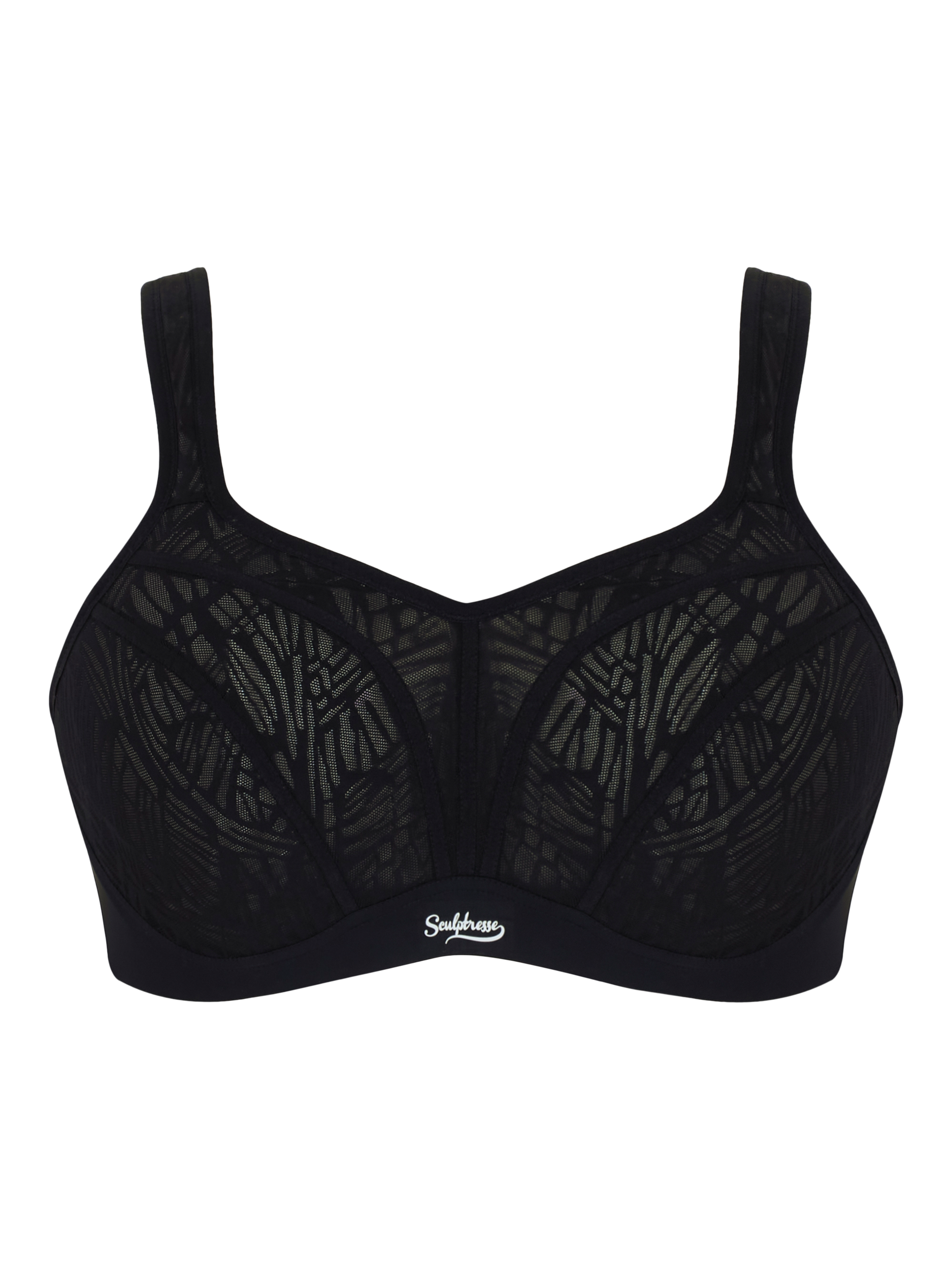 Product image 2 of 6, which shows Sculptresse Activate Underwired Sports Bra, Black/Chalk, 34F