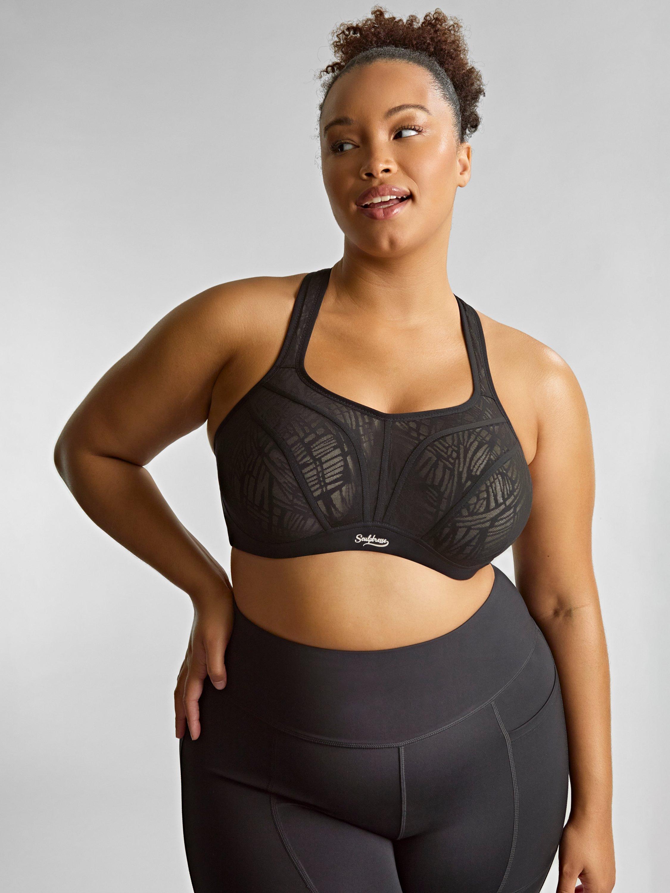 Product image 3 of 6, which shows Sculptresse Activate Underwired Sports Bra, Black/Chalk, 34F