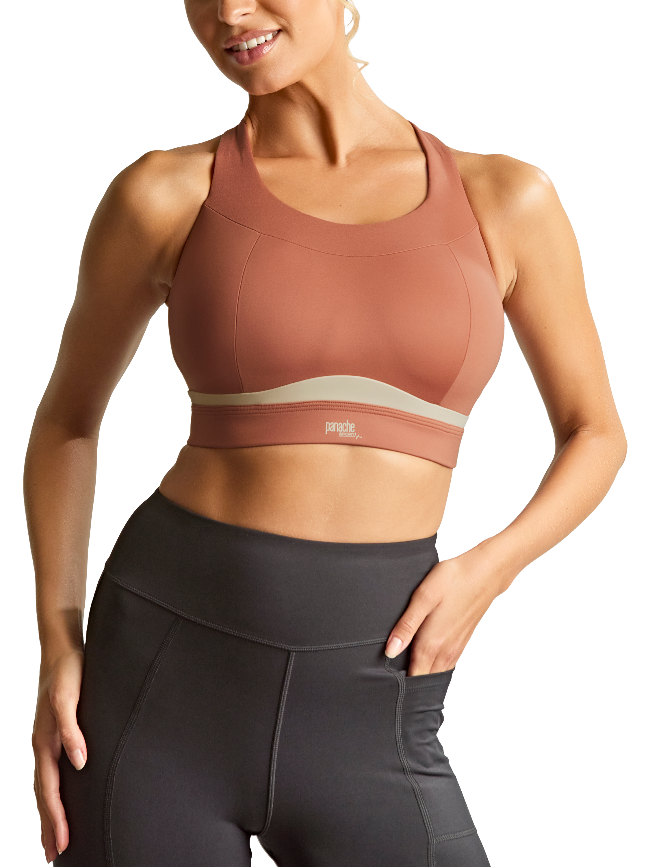 Product image 3 of 6, which shows Panache Freedom Sports Bra, Dark Pink, 28DD
