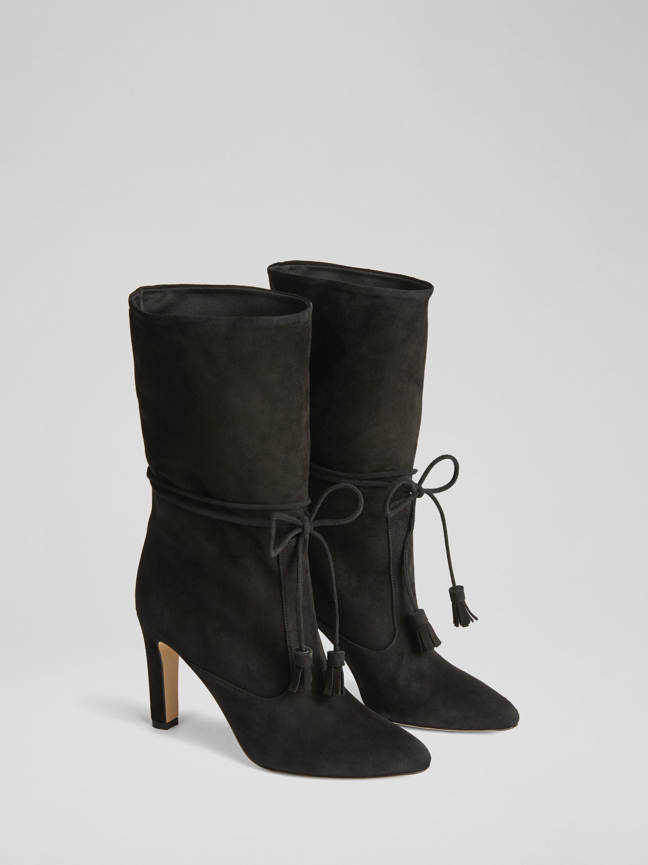Product image 2 of 2, which shows L.K.Bennett Eliza Suede Ankle Boots, Black, 5