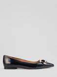 L.K.Bennett Ethel Crinkled Patent Leather Pointed Flats, Navy
