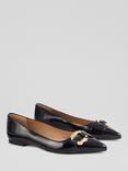 L.K.Bennett Ethel Crinkled Patent Leather Pointed Flats, Navy