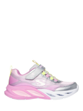 Skechers Kids' S-Lights Cosmic Glow Trainers, Silver/Pink