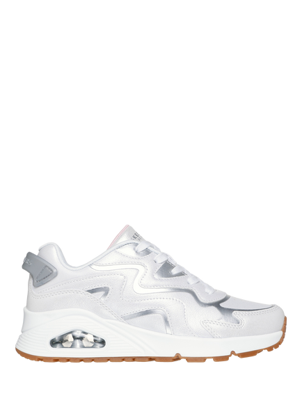 Skechers Kids' Street Uno Gen1 Wavy Shimmer Trainers, White/Silver, White/Silver