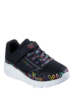 Skechers x JGoldcrown Kids' Heart Print Trainers, Black - view 2, Black