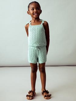 Mango Kids' Gili Knitted Bow Shorts, Turquoise - Aqua - view 2, Turquoise - Aqua