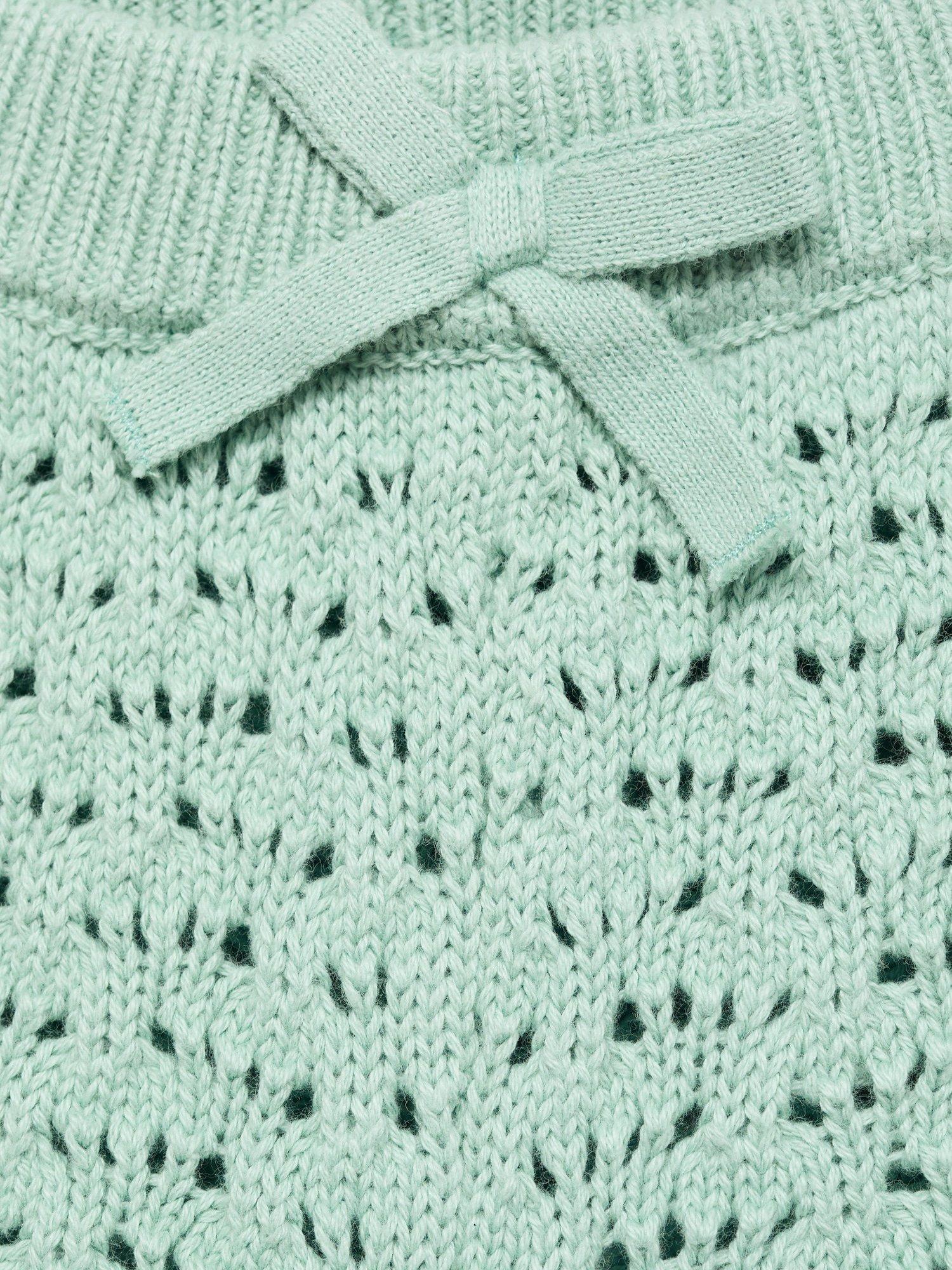 Product image 6 of 6, which shows Mango Kids' Gili Knitted Bow Shorts, Turquoise - Aqua, 12-18 months
