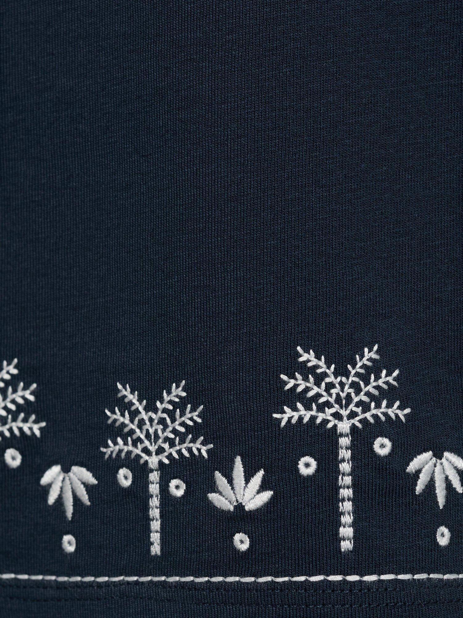 Product image 7 of 7, which shows Mango Kids' Cotton Embroidered Palm Tree Top, Navy, 5-6 years