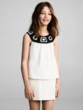 Mango Kids' Cotton Sleeveless Crochet Top, Natural White