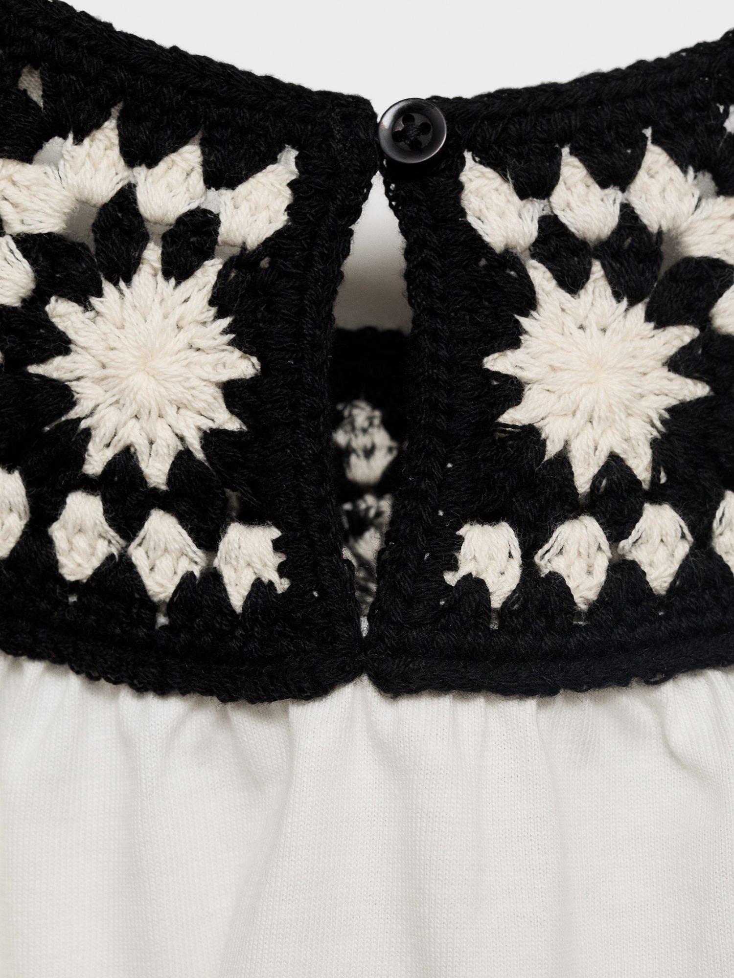 Product image 7 of 7, which shows Mango Kids' Cotton Sleeveless Crochet Top, Natural White, 11-12 years