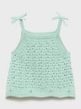 Mango Kids' Gili Knitted Bow Detail Top, Turquoise - Aqua