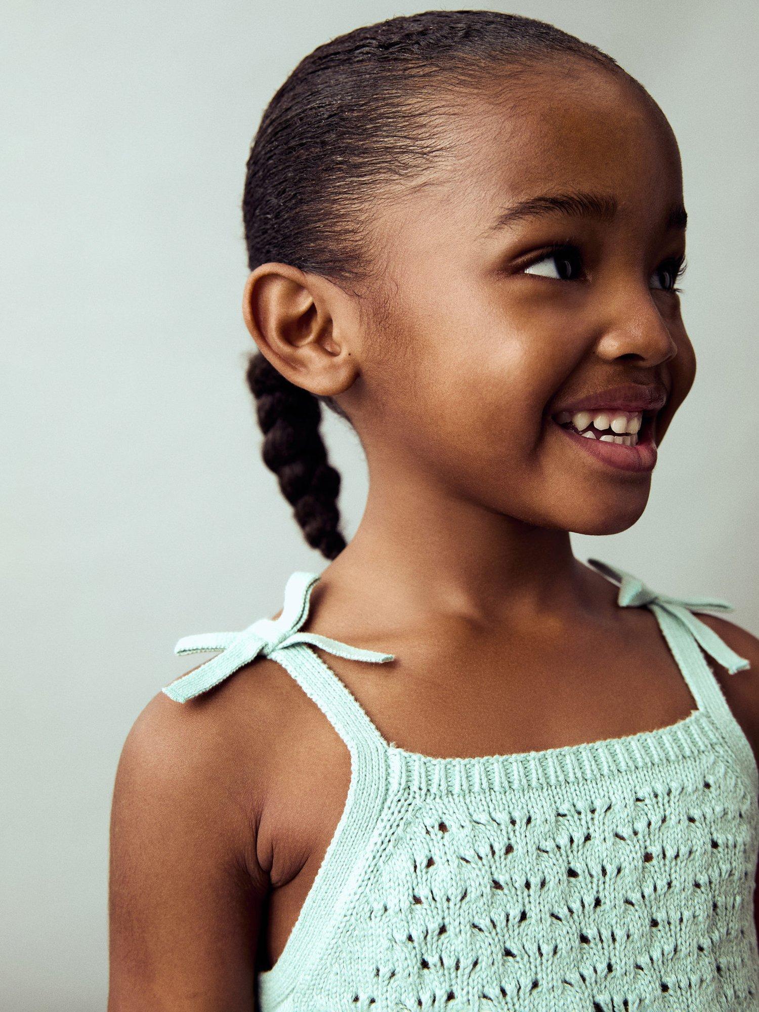 Product image 5 of 6, which shows Mango Kids' Gili Knitted Bow Detail Top, Turquoise - Aqua, 5-6 yrs