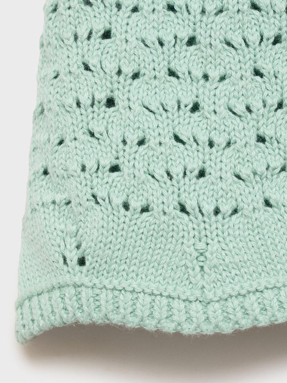 Product image 6 of 6, which shows Mango Kids' Gili Knitted Bow Detail Top, Turquoise - Aqua, 5-6 yrs